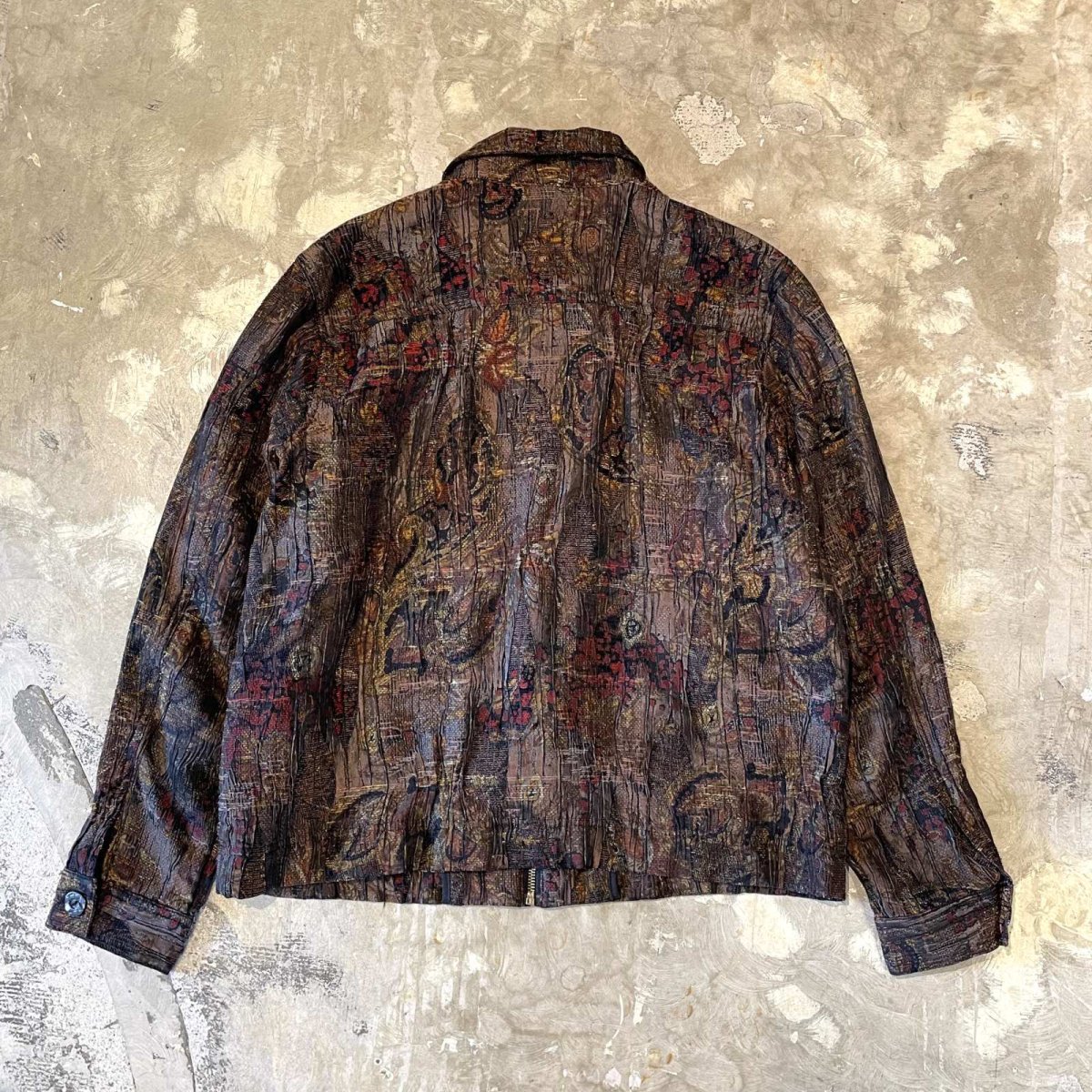 画像2: ALL OVER PATTERN WASHER DESIGN ZIP UP JACKET / Mens L (2)
