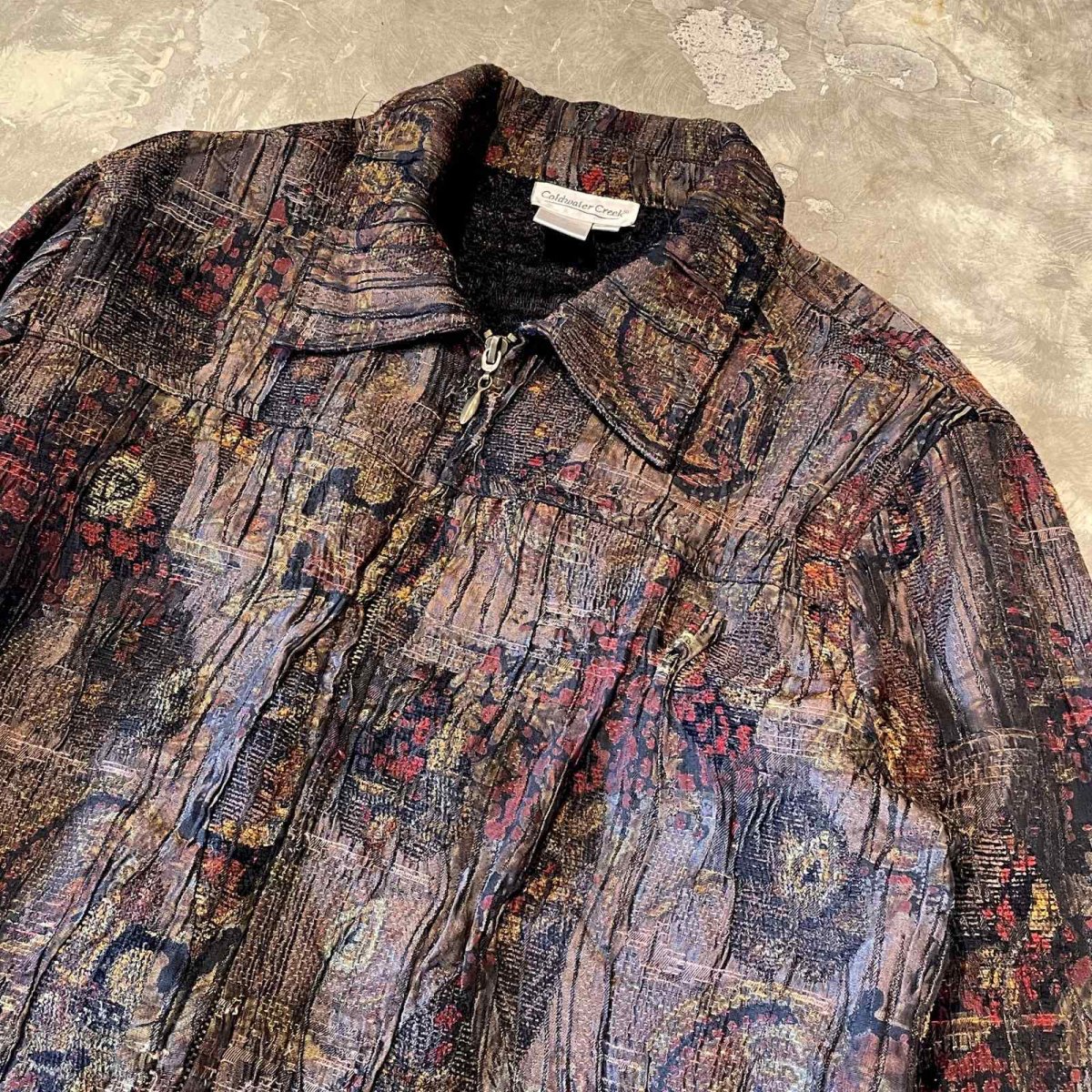 画像4: ALL OVER PATTERN WASHER DESIGN ZIP UP JACKET / Mens L (4)