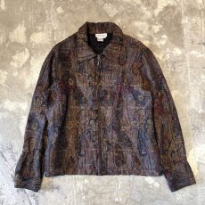 画像1: ALL OVER PATTERN WASHER DESIGN ZIP UP JACKET / Mens L (1)