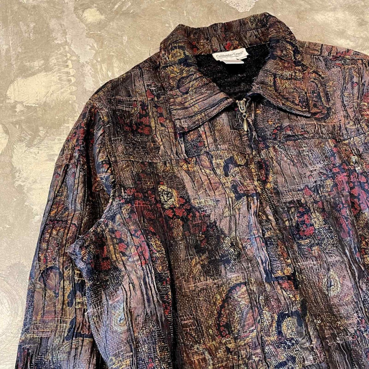画像3: ALL OVER PATTERN WASHER DESIGN ZIP UP JACKET / Mens L (3)