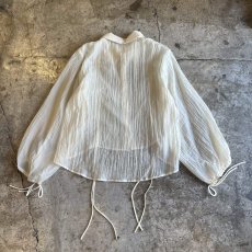 画像2: FRONT GATHER LINE VOLUME SLEEVE DESIGN L/S SHEER BLOUSE / Ladies M (2)