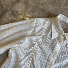 画像10: FRONT GATHER LINE VOLUME SLEEVE DESIGN L/S SHEER BLOUSE / Ladies M (10)