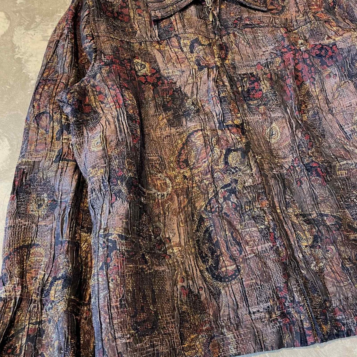 画像5: ALL OVER PATTERN WASHER DESIGN ZIP UP JACKET / Mens L (5)