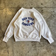 画像1: 80's "NEW YORK RANGERS" ICE HOCKEY TEAM DESIGN L/S SWEAT / Ladies M / MADE IN USA (1)