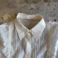 画像9: FRONT GATHER LINE VOLUME SLEEVE DESIGN L/S SHEER BLOUSE / Ladies M (9)