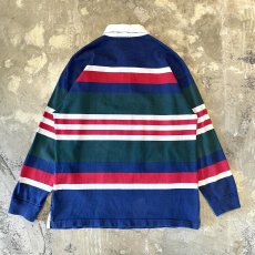画像2: 90's【GAP】MULTI BORDER PATTERN HALF BUTTON L/S SHIRT / Mens L (2)