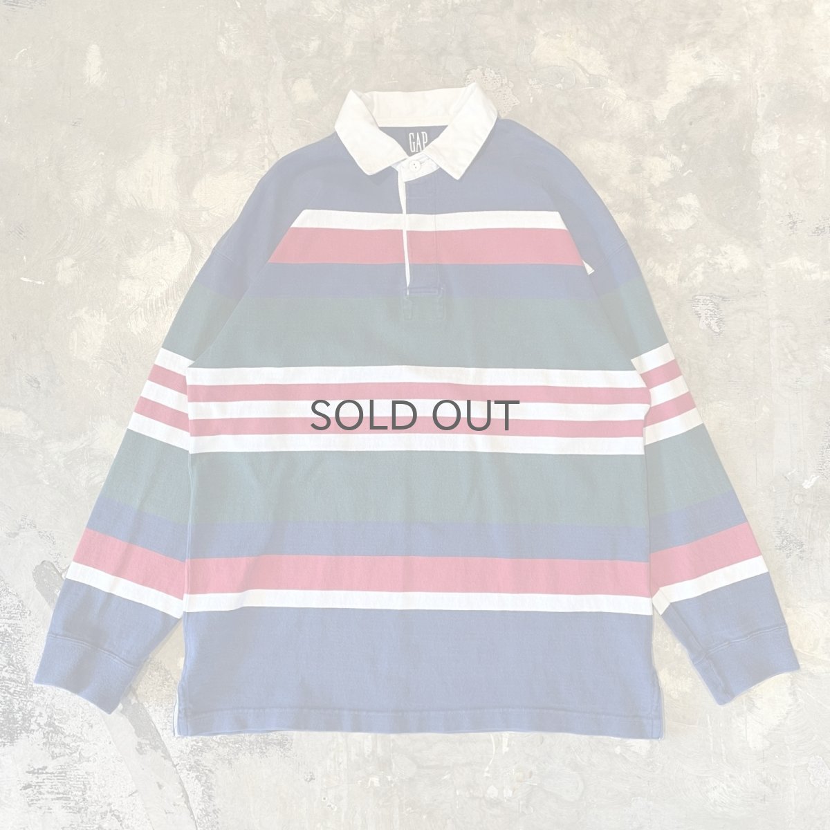 画像1: 90's【GAP】MULTI BORDER PATTERN HALF BUTTON L/S SHIRT / Mens L (1)