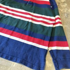 画像6: 90's【GAP】MULTI BORDER PATTERN HALF BUTTON L/S SHIRT / Mens L (6)