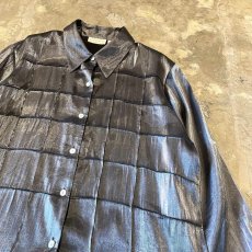 画像4: FRONT PIPING METALLIC SILVER L/S SHIRT / Mens XL(L) (4)