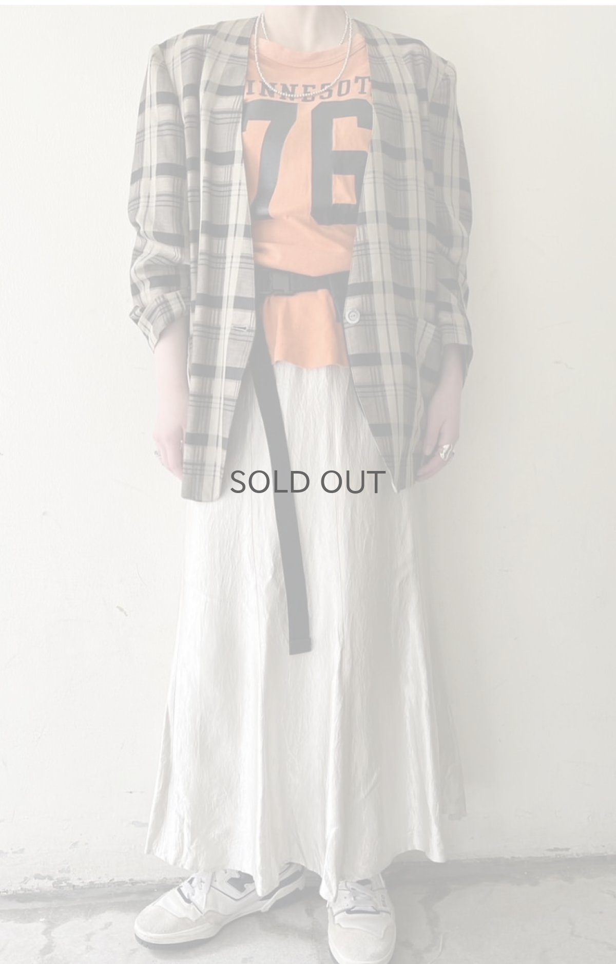 画像14: ALL OVER CHECK PATTERN NO COLLAR DESIGN TAILORED JACKET / Ladies M (14)