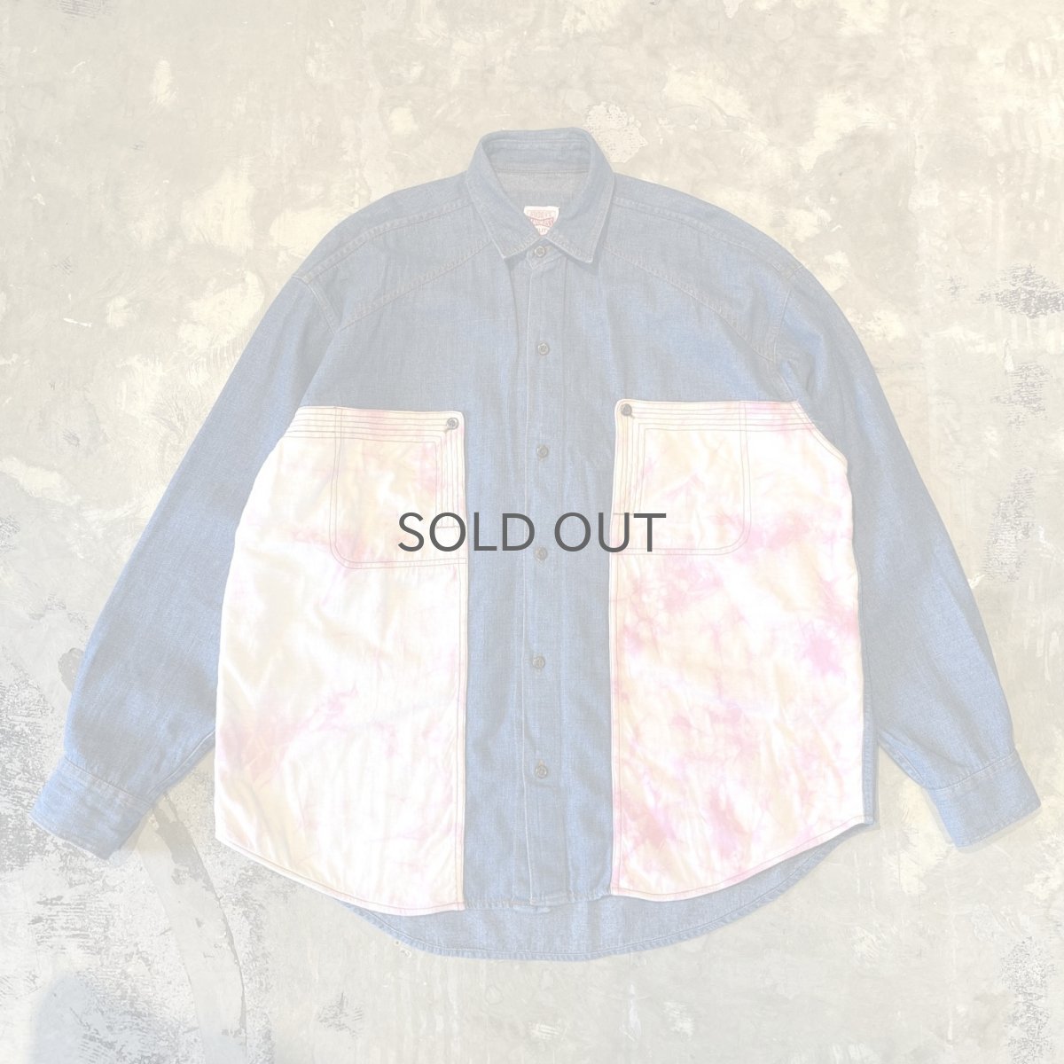 画像1: TIE DYE PATTERN SWITCHED DENIM L/S SHIRT / Mens XL (1)