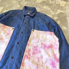 画像4: TIE DYE PATTERN SWITCHED DENIM L/S SHIRT / Mens XL (4)