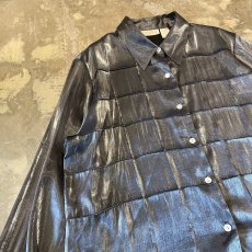 画像3: FRONT PIPING METALLIC SILVER L/S SHIRT / Mens XL(L) (3)