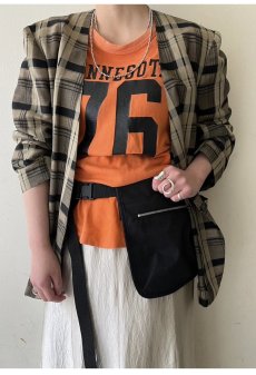 画像13: ALL OVER CHECK PATTERN NO COLLAR DESIGN TAILORED JACKET / Ladies M (13)