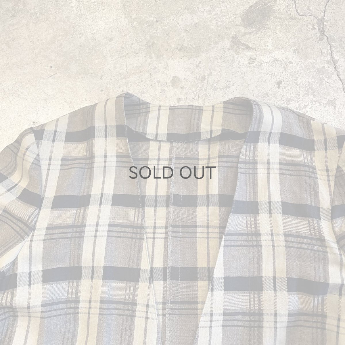 画像9: ALL OVER CHECK PATTERN NO COLLAR DESIGN TAILORED JACKET / Ladies M (9)