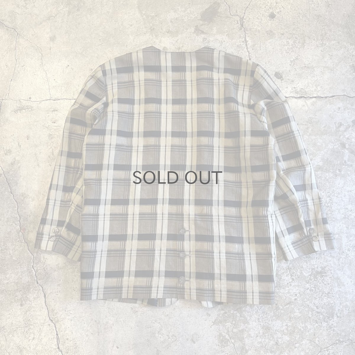 画像2: ALL OVER CHECK PATTERN NO COLLAR DESIGN TAILORED JACKET / Ladies M (2)