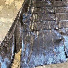 画像5: FRONT PIPING METALLIC SILVER L/S SHIRT / Mens XL(L) (5)