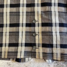 画像11: ALL OVER CHECK PATTERN NO COLLAR DESIGN TAILORED JACKET / Ladies M (11)