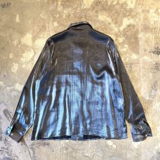 画像2: FRONT PIPING METALLIC SILVER L/S SHIRT / Mens XL(L) (2)