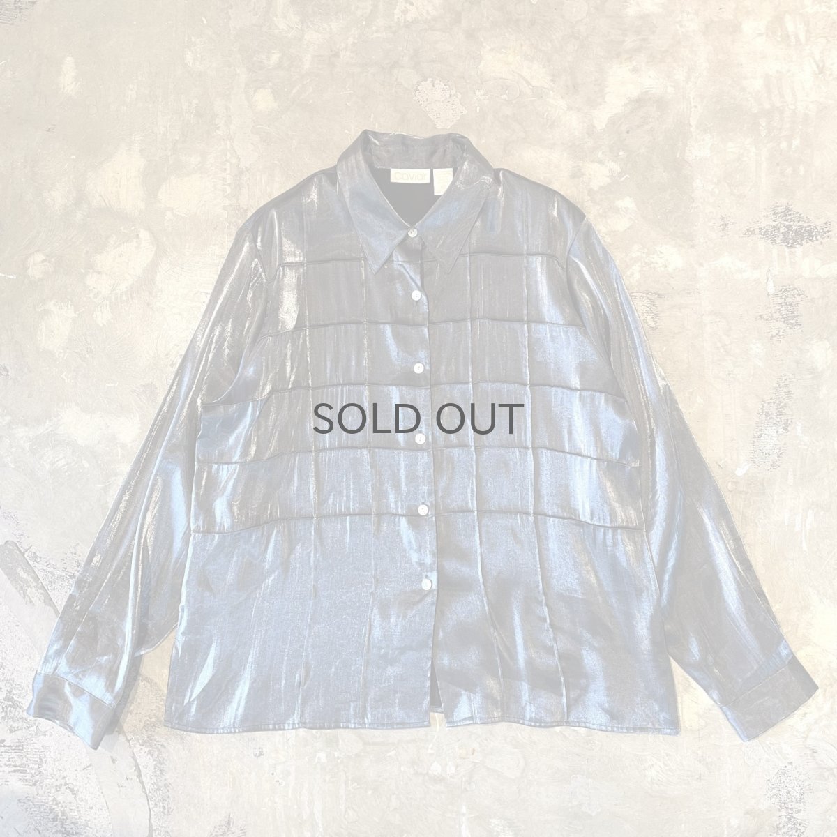 画像1: FRONT PIPING METALLIC SILVER L/S SHIRT / Mens XL(L) (1)