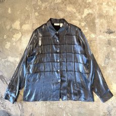 画像1: FRONT PIPING METALLIC SILVER L/S SHIRT / Mens XL(L) (1)