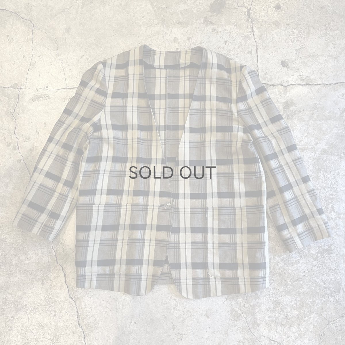 画像1: ALL OVER CHECK PATTERN NO COLLAR DESIGN TAILORED JACKET / Ladies M (1)