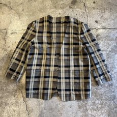 画像1: ALL OVER CHECK PATTERN NO COLLAR DESIGN TAILORED JACKET / Ladies M (1)