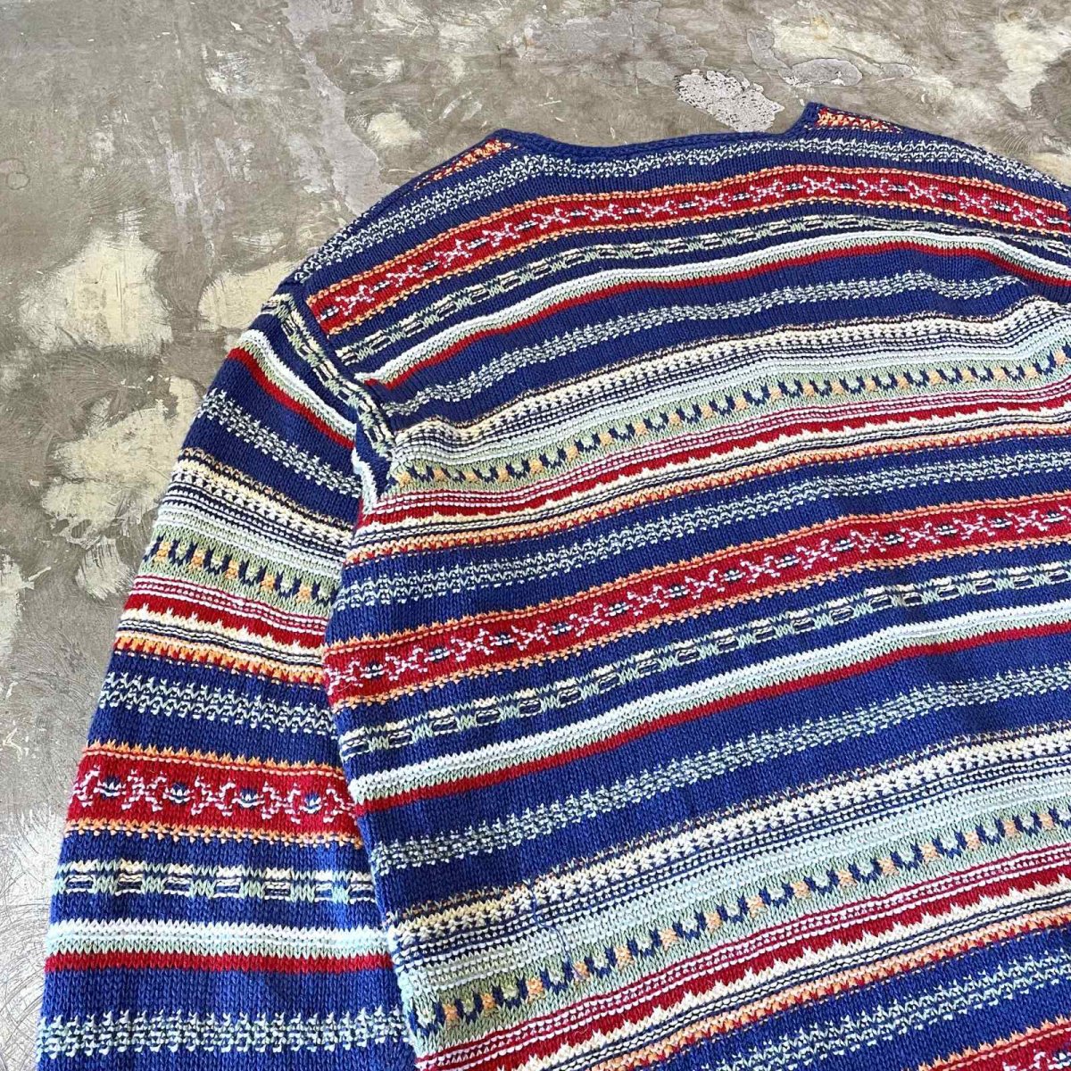 画像9: 【EDDIE BAUER】COLOR MIX BORDER PATTERN KNIT CARDIGAN / Mens L (9)