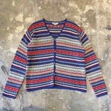 画像1: 【EDDIE BAUER】COLOR MIX BORDER PATTERN KNIT CARDIGAN / Mens L (1)