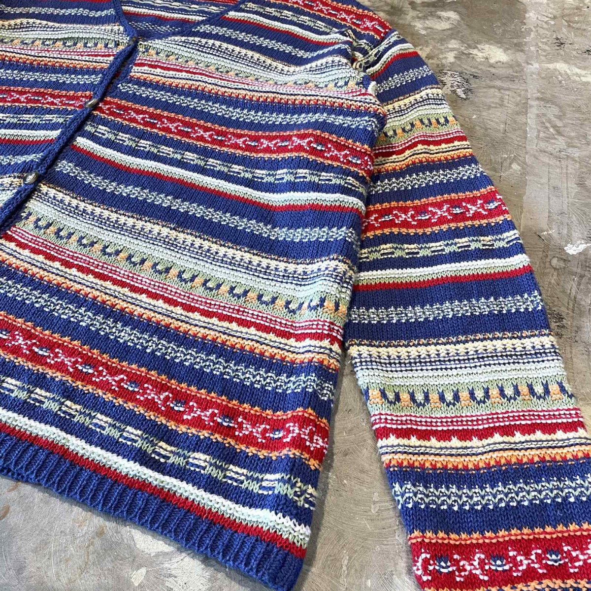 画像6: 【EDDIE BAUER】COLOR MIX BORDER PATTERN KNIT CARDIGAN / Mens L (6)