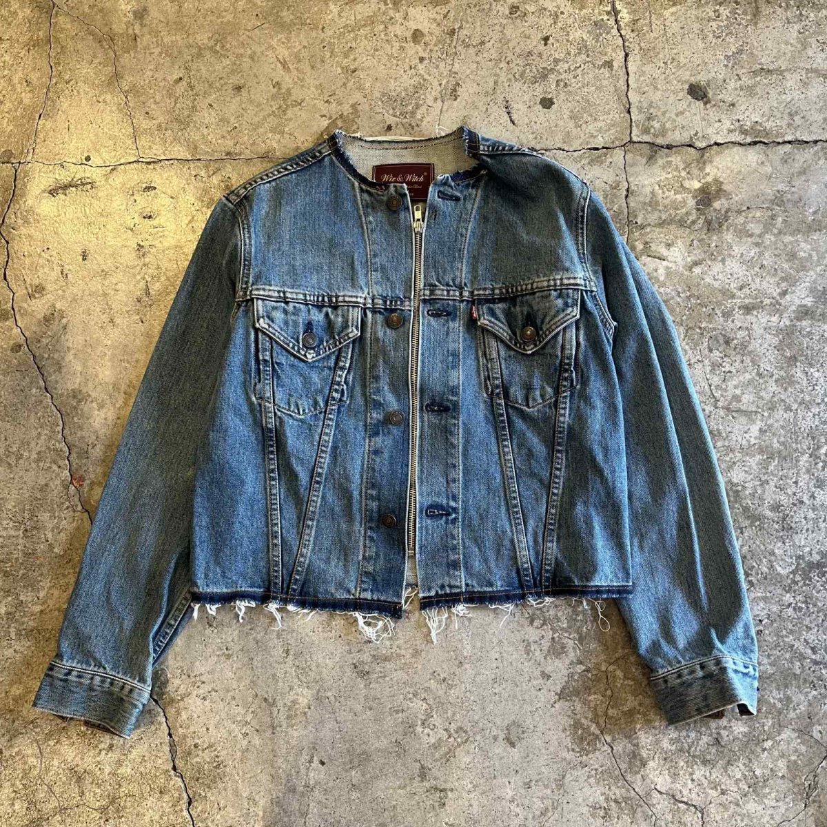 画像1: 【Wiz&Witch】"WANDERER" NO COLLAR ZIP UP DENIM JACKET / OS (1)