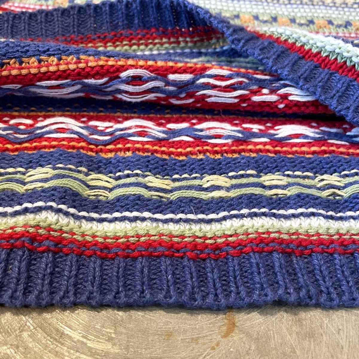 画像8: 【EDDIE BAUER】COLOR MIX BORDER PATTERN KNIT CARDIGAN / Mens L (8)