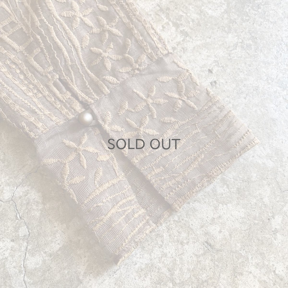 画像11: ALL OVER EMBROIDERY PATTERN DESIGN SHEER SHORT SHIRT / Ladies M (11)