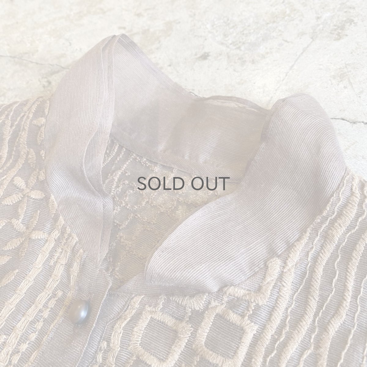 画像6: ALL OVER EMBROIDERY PATTERN DESIGN SHEER SHORT SHIRT / Ladies M (6)