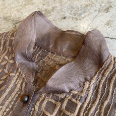 画像6: ALL OVER EMBROIDERY PATTERN DESIGN SHEER SHORT SHIRT / Ladies M (6)