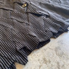 画像11: CROSS PATTERN STRETCHY PLEATS DESIGN SHORT L/S SHIRT / Ladies M (11)