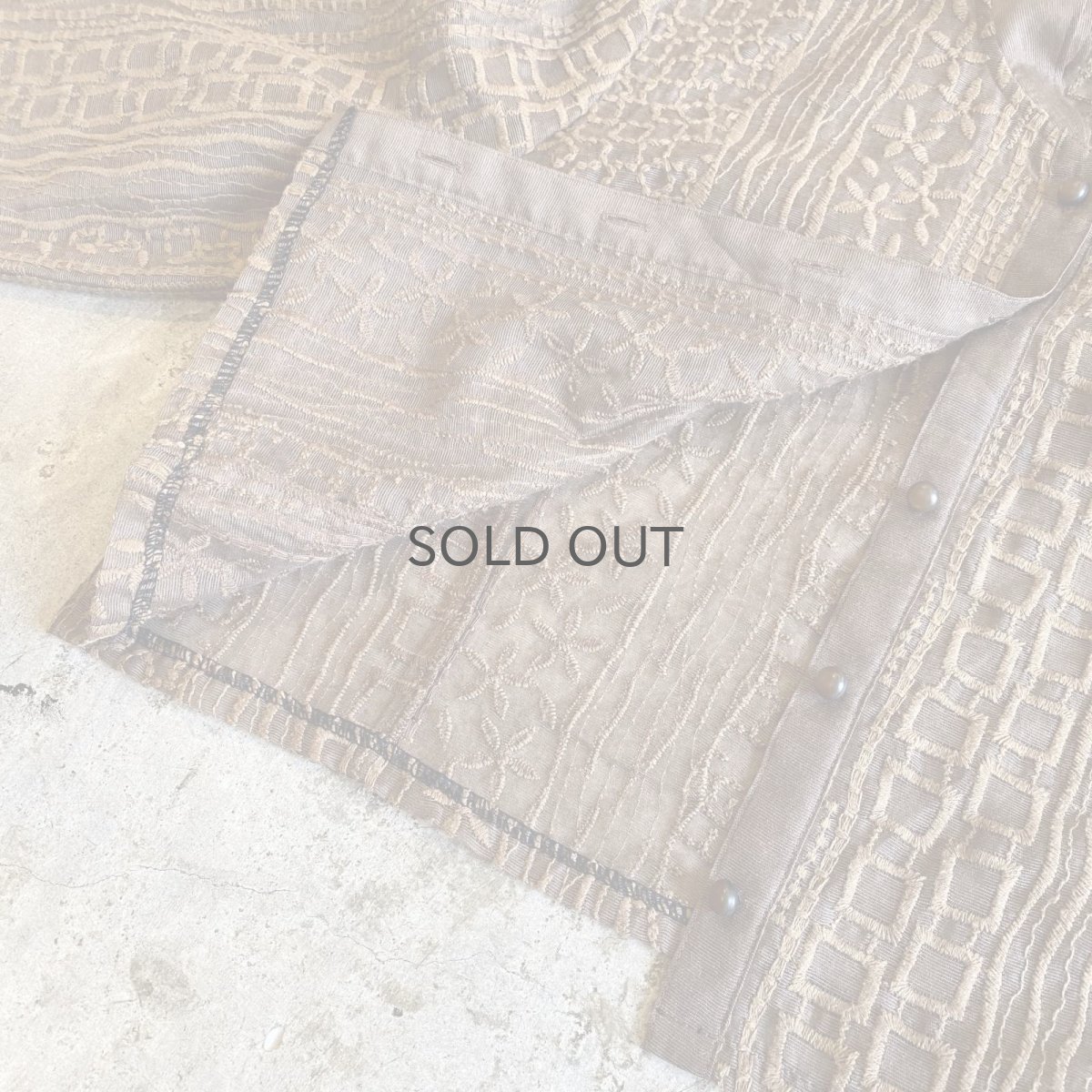 画像8: ALL OVER EMBROIDERY PATTERN DESIGN SHEER SHORT SHIRT / Ladies M (8)