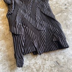 画像6: CROSS PATTERN STRETCHY PLEATS DESIGN SHORT L/S SHIRT / Ladies M (6)