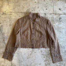 画像1: ALL OVER EMBROIDERY PATTERN DESIGN SHEER SHORT SHIRT / Ladies M (1)