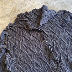 画像3: CROSS PATTERN STRETCHY PLEATS DESIGN SHORT L/S SHIRT / Ladies M (3)
