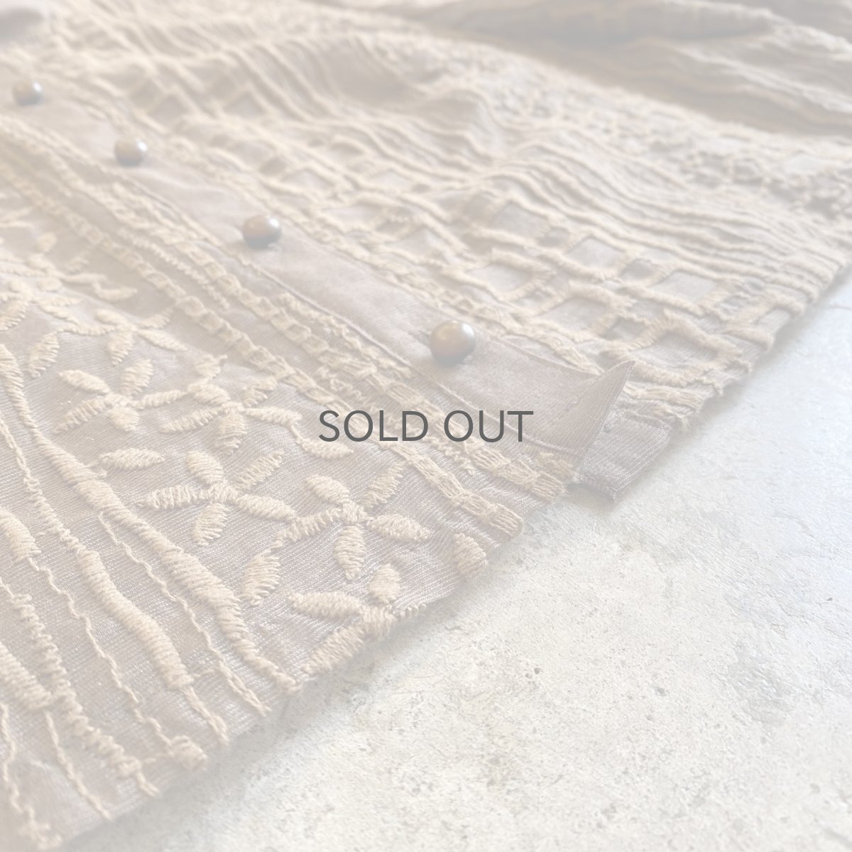 画像12: ALL OVER EMBROIDERY PATTERN DESIGN SHEER SHORT SHIRT / Ladies M (12)