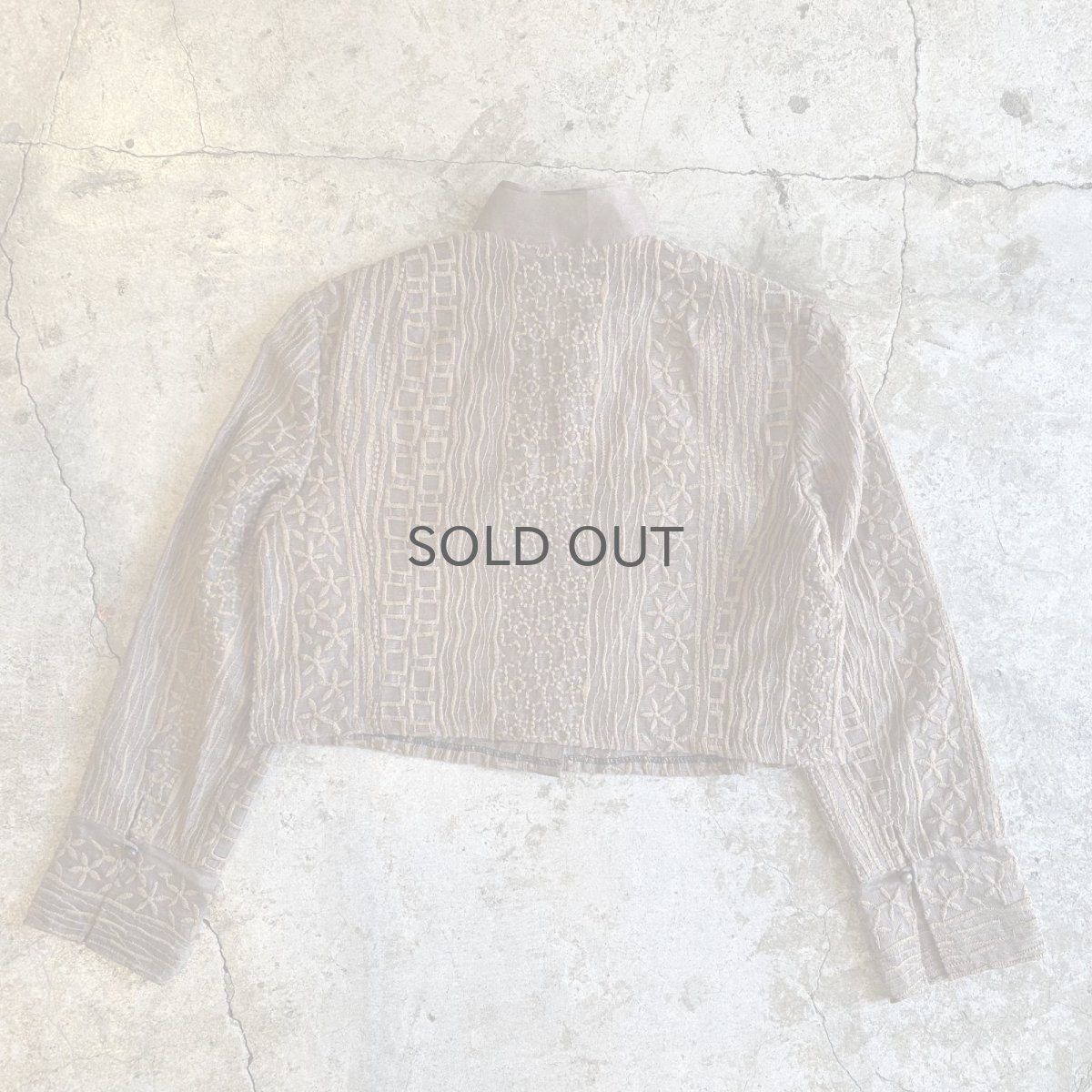 画像2: ALL OVER EMBROIDERY PATTERN DESIGN SHEER SHORT SHIRT / Ladies M (2)