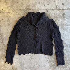 画像1: CROSS PATTERN STRETCHY PLEATS DESIGN SHORT L/S SHIRT / Ladies M (1)