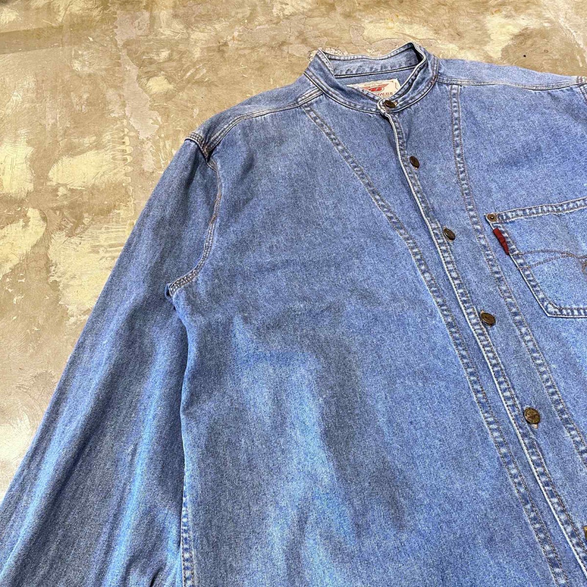 画像3: BAND COLLAR DENIM L/S SHIRT / Mens L (3)