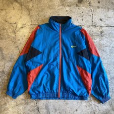 画像1: OLD【NIKE】3 COLOR PATCHWORK PATTERN DESIGN NYLON TRACK JACKET / Ladies L / MADE IN USA  (1)