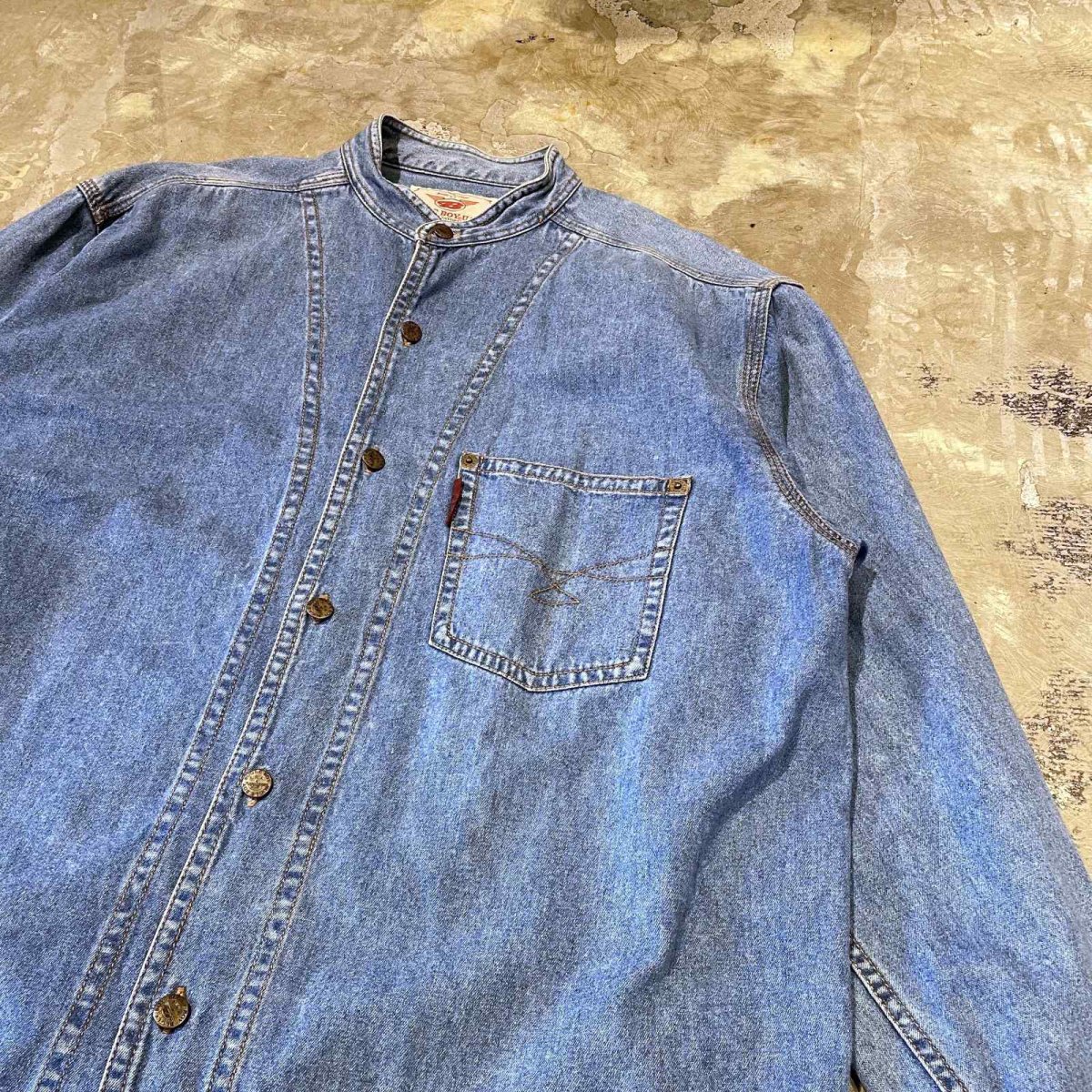 画像4: BAND COLLAR DENIM L/S SHIRT / Mens L (4)
