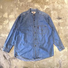 画像1: BAND COLLAR DENIM L/S SHIRT / Mens L (1)