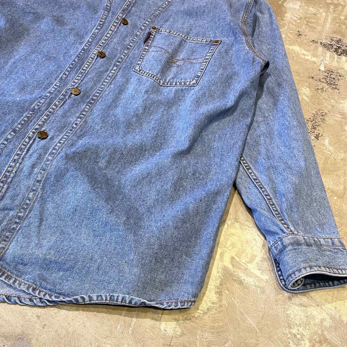 画像6: BAND COLLAR DENIM L/S SHIRT / Mens L (6)