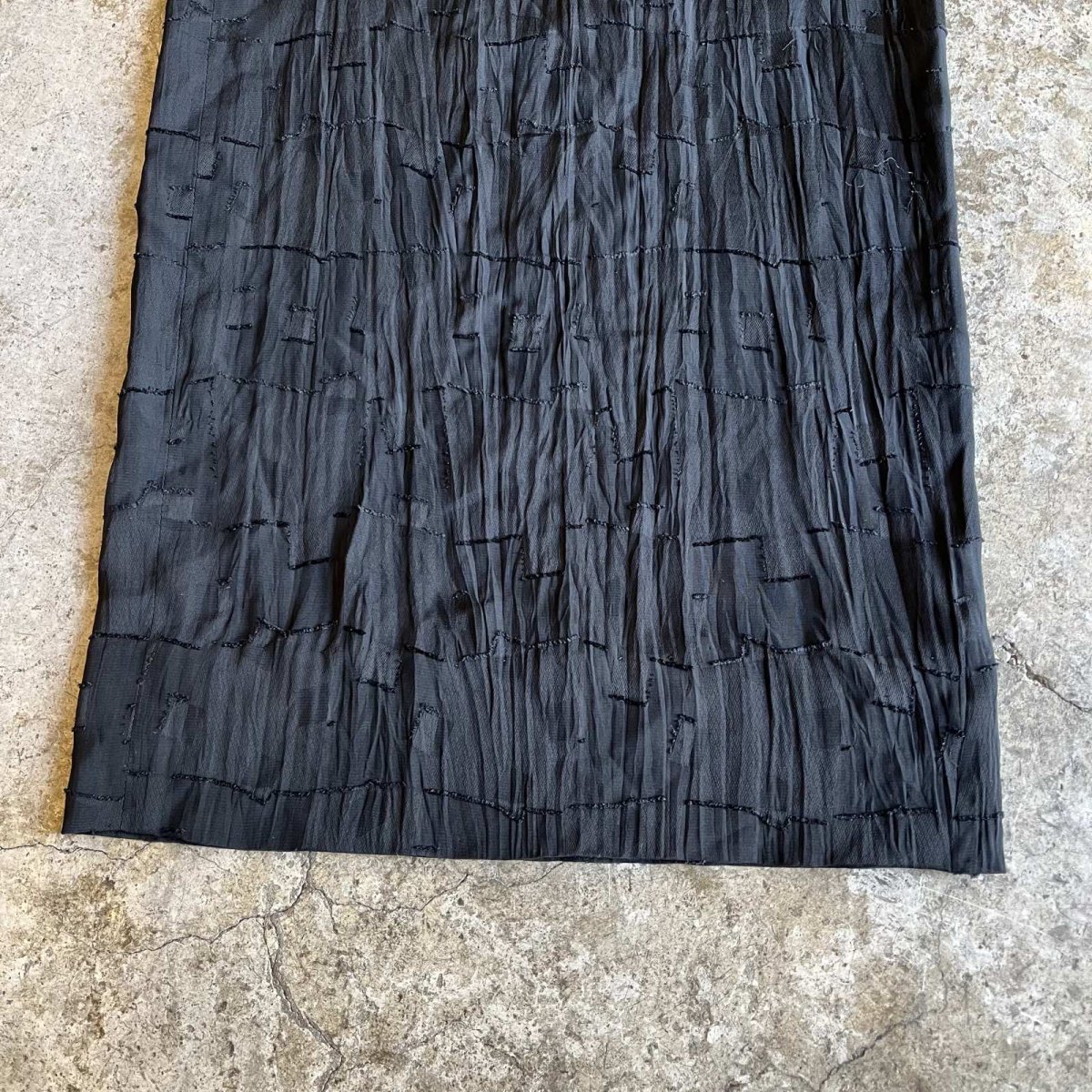 画像5: ALL OVER BLOCK PATTERN BLACK COLOR SHEER WIDE DESIGN PANTS / ~ W34 (5)