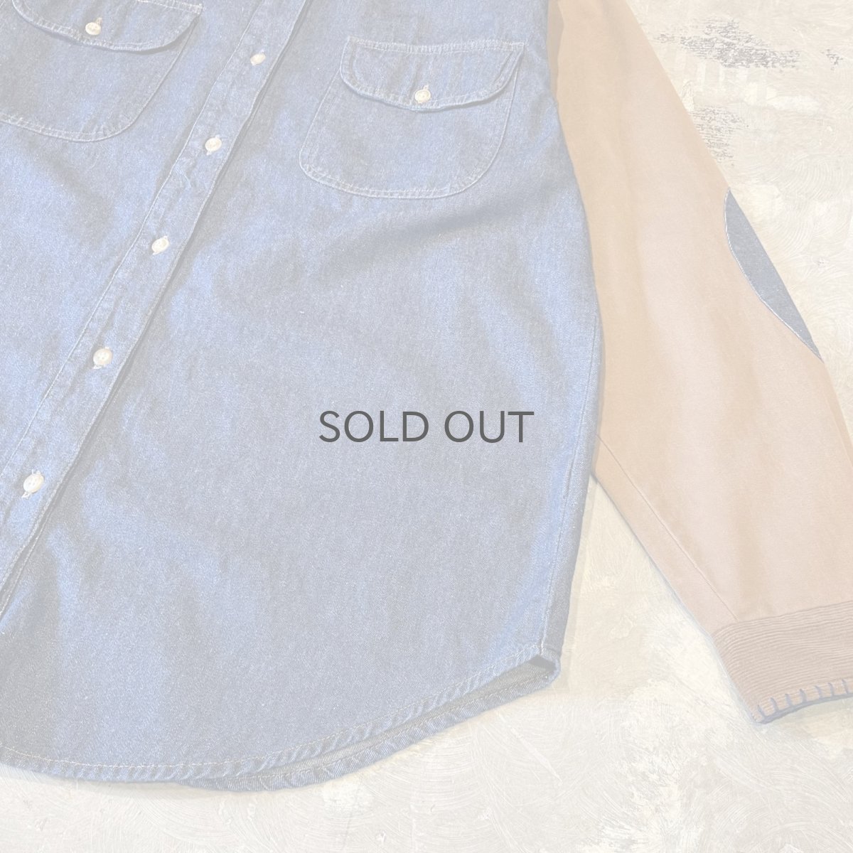 画像6: ELBOW DENIM PATCHED SLEEVE SWITCHED L/S SHIRT / Mens M(L) (6)